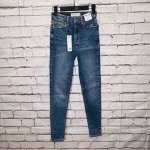 Topshop Womens Blue High Rise Moto Jamie Skinny Denim Jeans Size 2 NWT